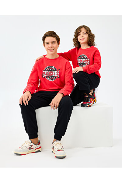 SKECHERS B Crewneck Sweatshirt Büyük Erkek Çocuk Kırmızı Sweatshirt SK2520017-3449