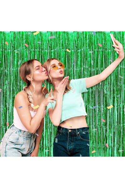Flippy Fringe Curtain, Flippy, Party Decor Pattern, for Photo Background, Colorful, Size 100x200 cm, Green