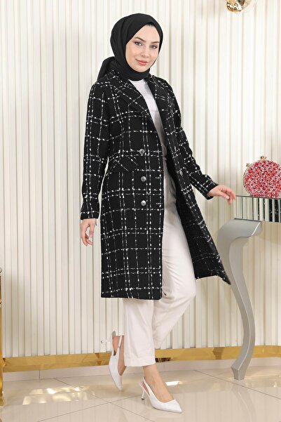 Missvalle Παλτό Cashmere με φαρδύ γιακά με κουμπιά μαύρο 19177