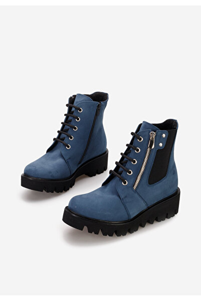 B T Shoes Tmavě modré kožené kotníkové boty Welsa V2