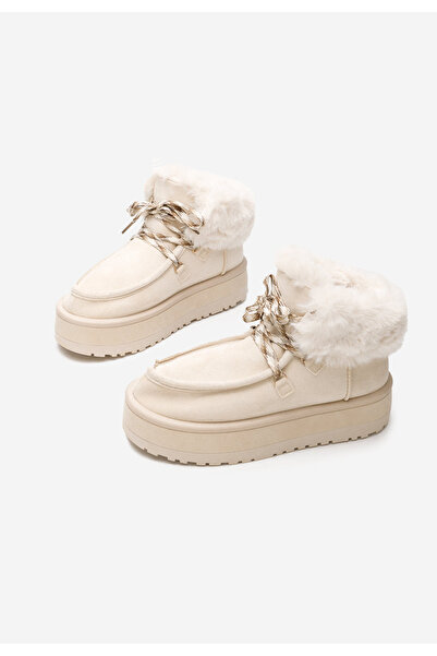 B T Shoes Mποτάκια πλατφόρμα Aseva μπεζ