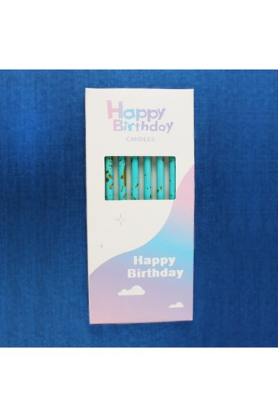 SELEXMO Set 6 Lumanari Lungi, selexmo, din Parafina, 10 x 0.5 cm, Happy Birthday, Albastru