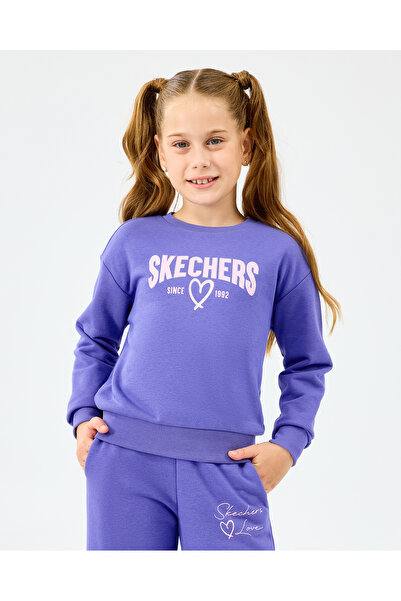 SKECHERS G Lw Fleece Crewneck Sweatshirt Büyük Kız Çocuk Mor Sweatshirt SK2520080-3996