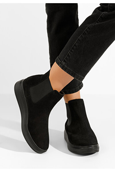 B T Shoes Γυναικεία δερμάτινα μποτάκια Oleira V2 Μαύρα
