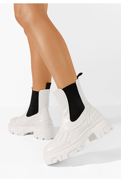 B T Shoes Γυναικεία μποτάκια Sonora λευκά