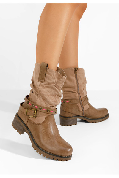 B T Shoes Γυναικεία μποτάκια Asreda χακι