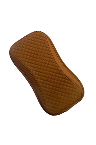 HOZRO Universal Armrest Cover for Cars, Carbon Textured Leather, Waterproof, Non-Slip, Brown