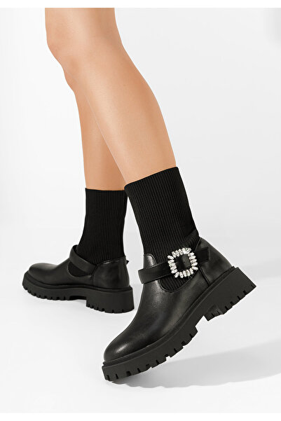 B T Shoes Γυναικεία μποτάκια κάλτσα Taera Μαύρα