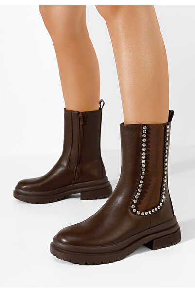 B T Shoes Μποτάκια Chelsea γυναικεία Nebula καφε