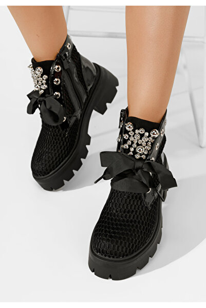 B T Shoes Γυναικεία μποτάκια Marcania V2 Μαύρα
