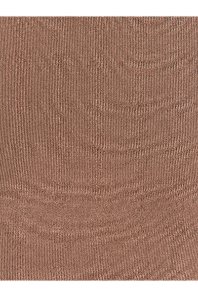 Dilvin 10779 Μπλούζα με κοντό μανίκι με λαιμόκοψη Basic Knitwear-Dark Mink