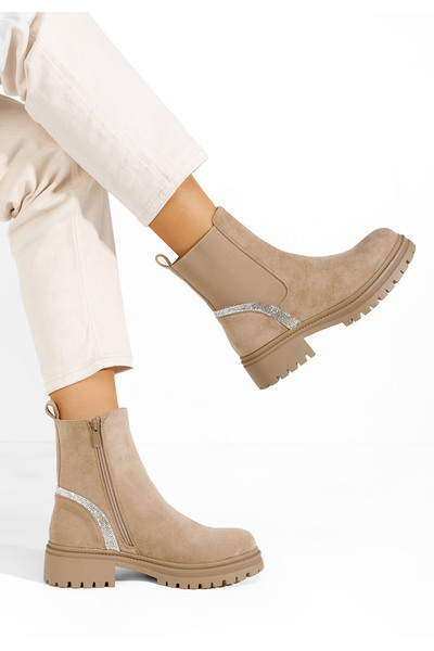 B T Shoes Γυναικεία μποτάκια Verdie χακι