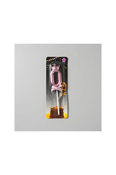 Flippy Number 0 Candle, Crown with Bow Model, For Cake, 6 x 2.5 cm, Purple