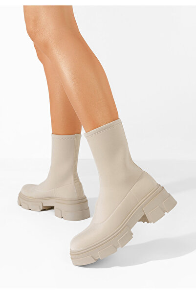 B T Shoes Γυναικεία μποτάκια Sumeria μπεζ