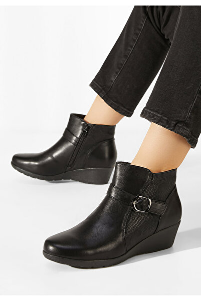 B T Shoes Ghete cu platforma negre Aurora