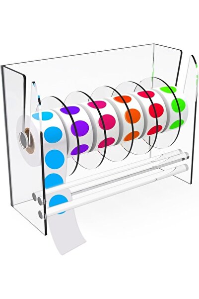 Slasa منظم موزع ملصقات أكريليك شفاف، حامل لفافات ملصقات مكون من 6 أقراص (22.9...