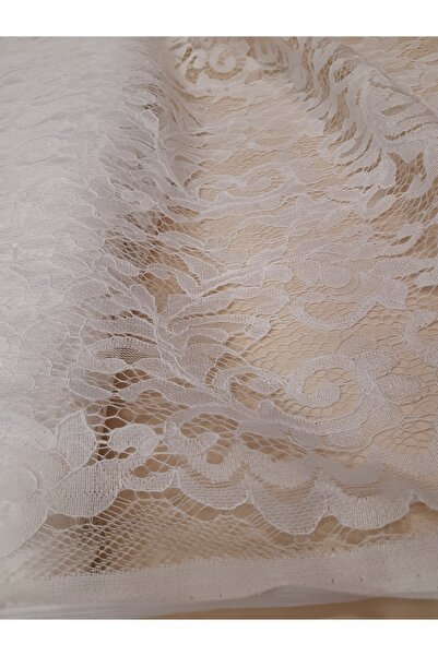 Safir Kumaş Nikah Kıyafeti ve Gelinlik İçin Kırık Beyaz Kordone Dantel 3 Metre