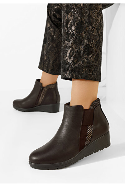 B T Shoes μποτακια πλατφορμεσ καφε Cremona