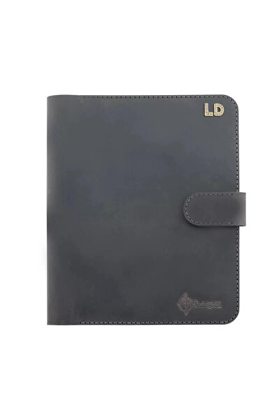 twingold A5 Notebook and Agenda Cover - 100% Crazy Leather - Ko10003 - Anthracite