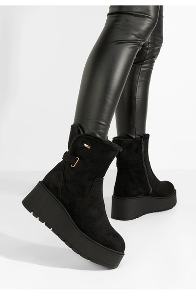 B T Shoes Mποτάκια πλατφόρμα Staria Μαύρα