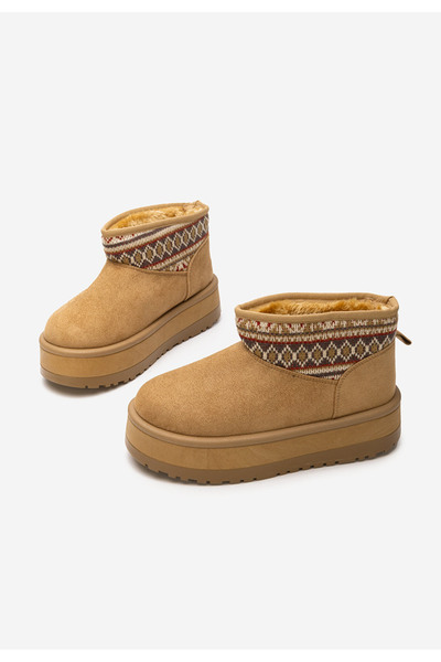 B T Shoes Camelové kotníkové zimní boty Rakelle