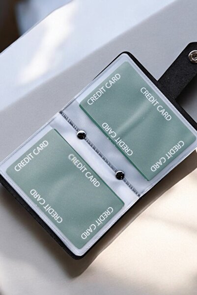 MAT Deri Credit Card Holder Genuine Leather Transparent Inside 10 Compartments Small Card Holder Gift Business Card Holder 9 X 7 cm