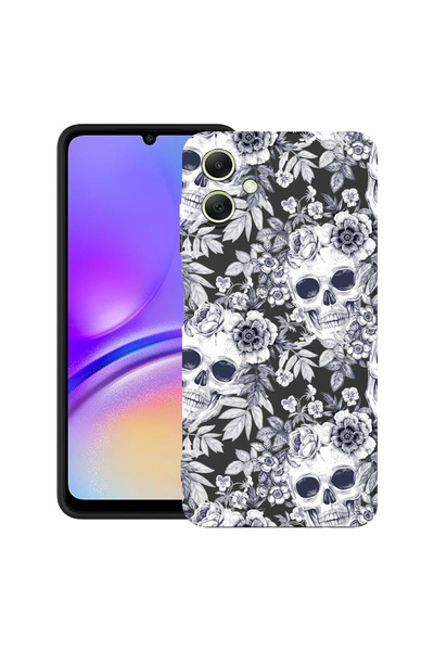 bestcase Ултра тънък TPU матов калъф за Samsung Galaxy M06, Черен и бял череп...