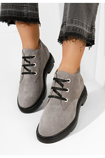 B T Shoes Šedé kožené kotníkové boty Isara V2