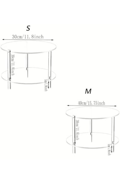 Slasa Acrylic Side Table – Modern Two-Tier Circular Coffee Table – 30 × 30 × 5 cm