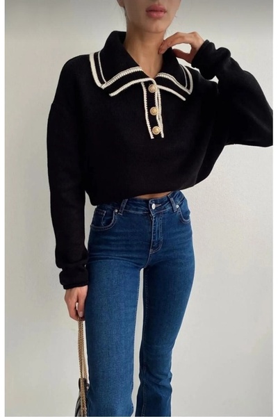 trivvy سترة نسائية محبوكة بياقة قميص