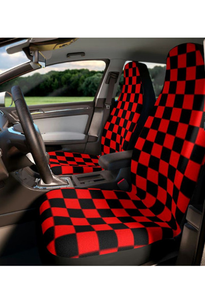 zifona 3d pratik kılıf koltuk kılıfı ön arka set damalı kırmızı