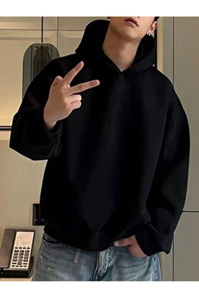 Lider Leather Hanorac unisex cu glugă și buzunar tip cangur – Țesătură din bu...