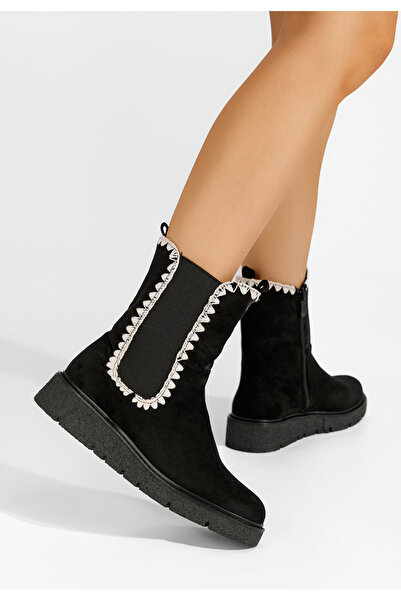 B T Shoes Γυναικεία μποτάκια Musa Μαύρα