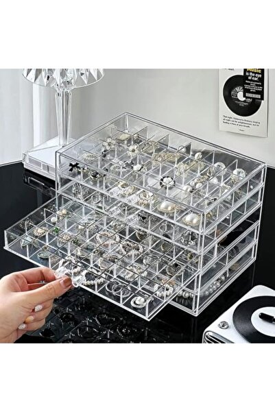 Slasa Clear Acrylic Jewelry Organizer Box 5 Drawers (22 × 17 × 14 cm) – 120 G...