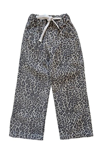 ridayen kids Leopar Desenli Beli Lastikli Kız Çocuk Pantolonu