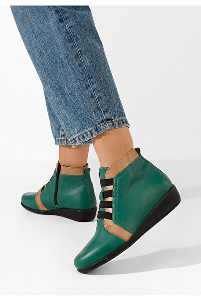 B T Shoes Women's green Tashia leather boots