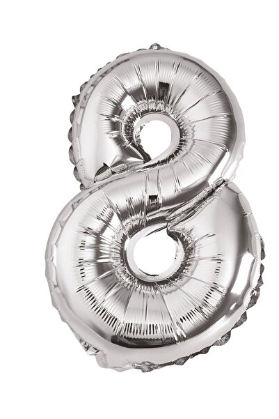 SDX Market Balon folie metalizată argintie, Mirific Party, Numărul 8, 40 cm, ...