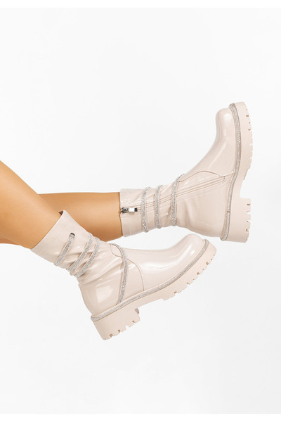 B T Shoes Γυναικεία μποτάκια Catina μπεζ