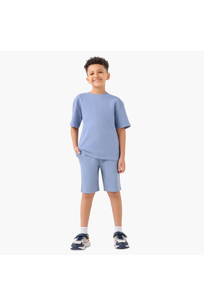 Juniors Textured T-shirt and Shorts Set