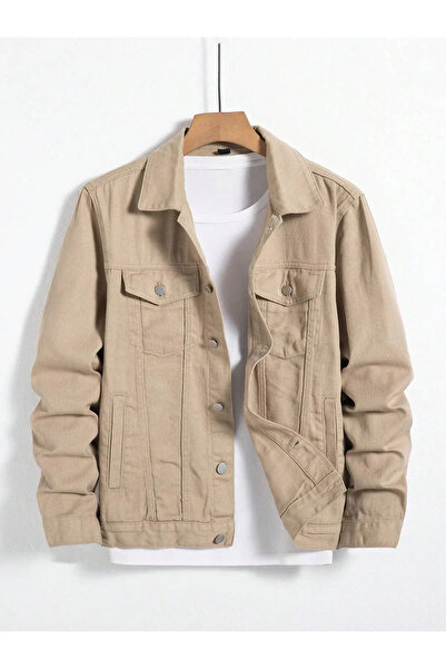 Wkm Denim Jachetă casual pentru bărbați, cu nasturi, cu buzunare, cu croiala ...