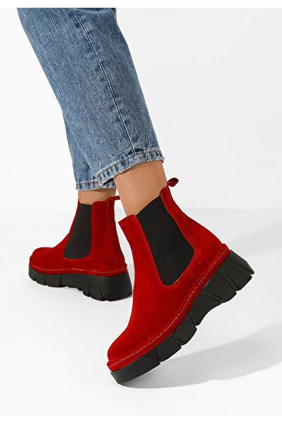 B T Shoes Červené dámské chelsea boty Avelyn V2