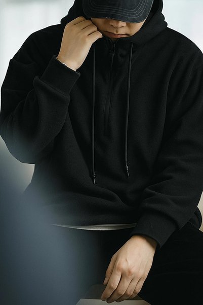 SALIENDO Men's Hooded Half Zipper Fleece Sweatshirt