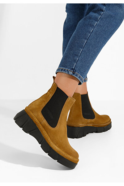 B T Shoes Μποτάκια Chelsea γυναικεία Avelyn V2 ταμπά