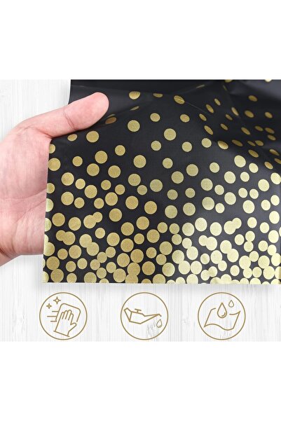 Flippy Τραπεζομάντιλο, Flippy, PEVA, Χρυσό Πουά, 137 x 274 cm, Αδιάβροχο, Ανθεκτικό στους λεκέδες, Μαύρο