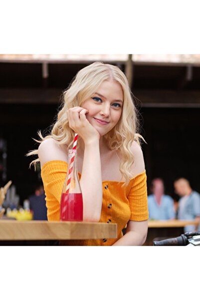 Flippy Set of 16 Paper Straws for Christmas Table, 19.7 cm, White-Red