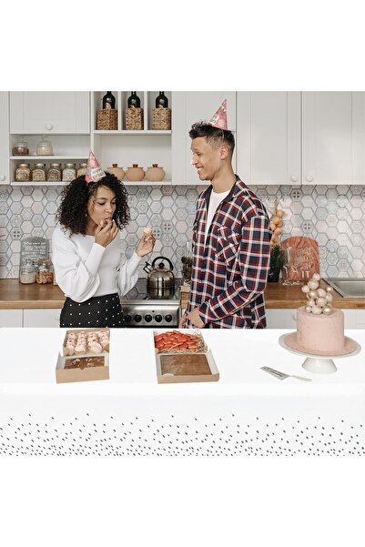 Flippy PEVA Tablecloth, Polka Dot Print, 137 x 274 cm, Waterproof, Gray