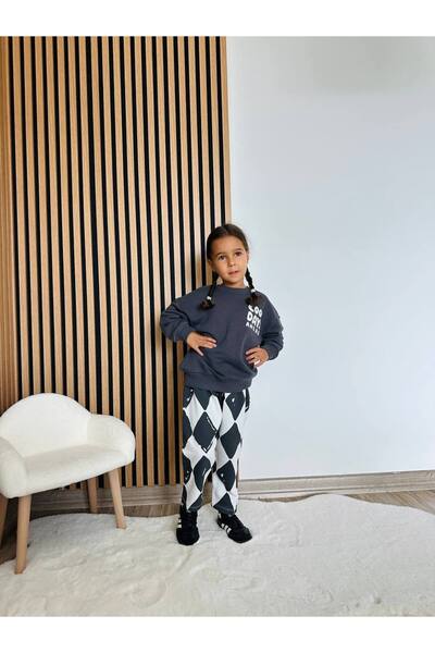 ibeeka Unisex Kids Black and White Checkered Top and Bottom Tracksuit Set