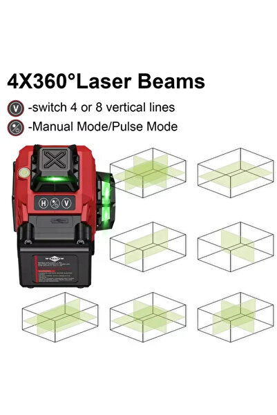 Denx DX3308 3D-4D Laser Level Meter – High Precision ±0.22mm, 20m Working Range, Rechargeable Battery