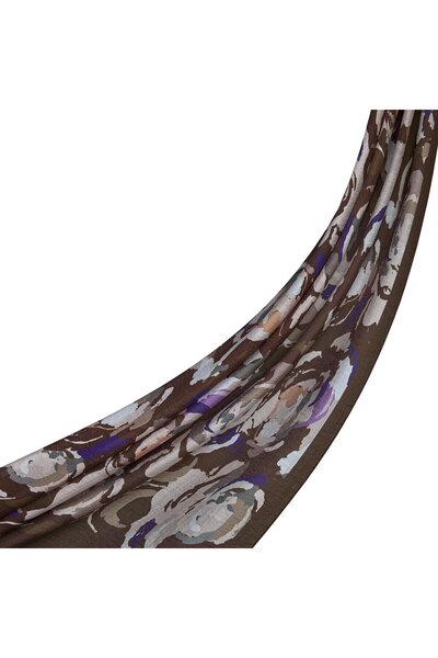 ipekevi Desenli Tensoft Şal - Duygusal Çiçekli Desenli - Acı Kahve