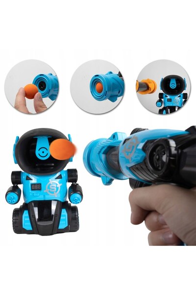 SOLTOY Set Robot SOLTOY® cu contor LCD, brate si roti mobile, 2 pistoale si 24 bile din spuma EVA, sunete